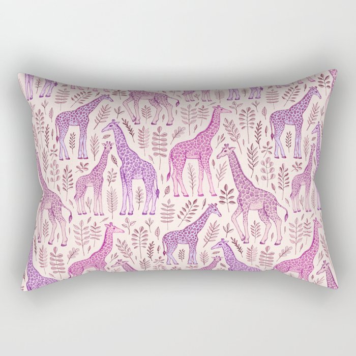 Pink Giraffe Pattern Rectangular Pillow