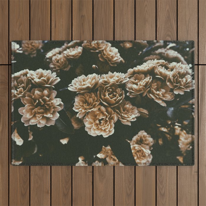 Simple Pale Muted Peony Garden Outdoor Rug