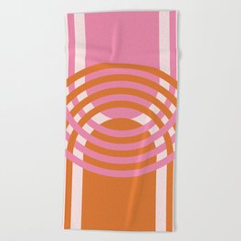 Rose Pink and Russet Orange Arches Beach Towel