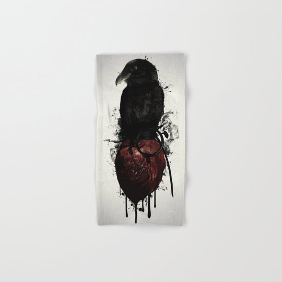 Raven and Heart Grenade Hand & Bath Towel