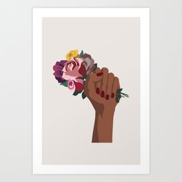 Girl Power with flowers Art Print