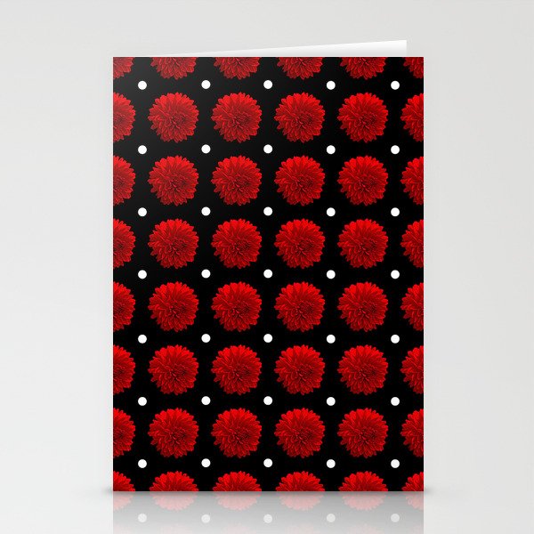 Red Carnation Polka Dot Stationery Cards