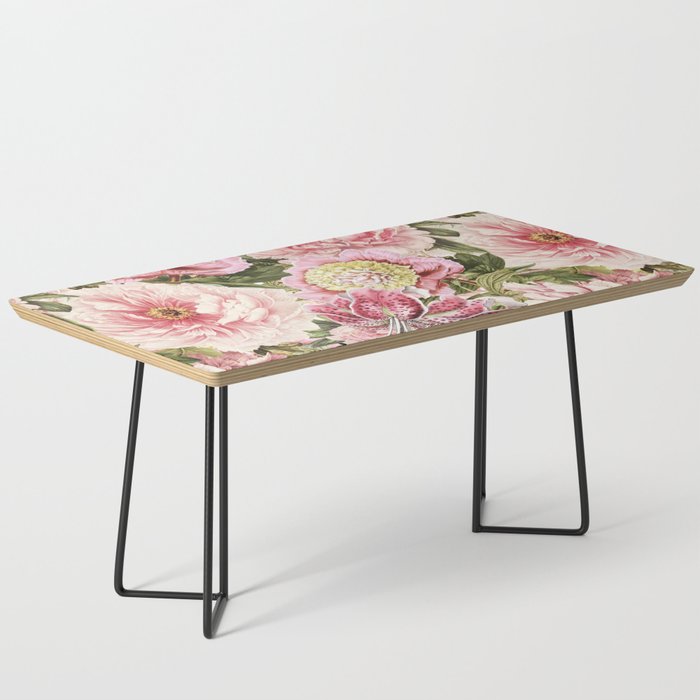 Vintage & Shabby Chic Floral Peony & Lily Flowers Watercolor Pattern Coffee Table