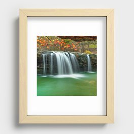 Arkansas Falling Water Falls And Fall Foliage 1x1 Recessed Framed Print