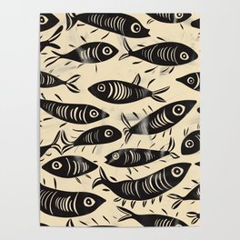Black White Sardines Poster