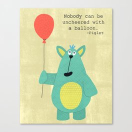 Cute Green Monster with a Balloon Canvas Print