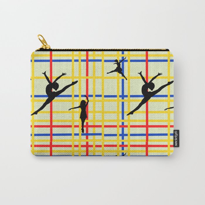 Dancing like Piet Mondrian - New York City I. Red, yellow, and Blue lines on the light green background Carry-All Pouch