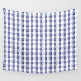 Blue Watercolor Gingham Pattern Wall Tapestry