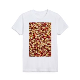 Purple and Rouge Popcorn Kernels Food Photograph Pattern Design Kids T Shirt