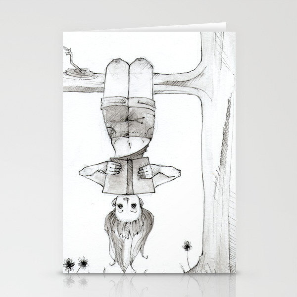 Upside Down Girl Reading Stationery Cards By Whattheostrich Society6