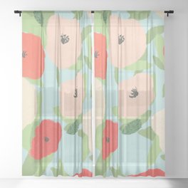 Colorful Poppies Sheer Curtain