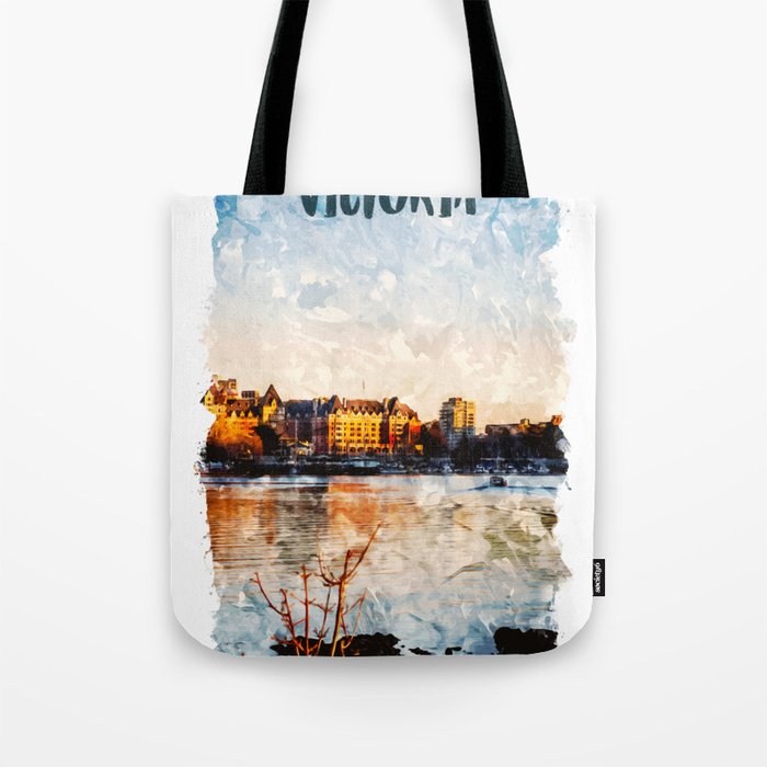 Victoria Canada city watercolor Tote Bag