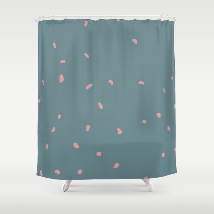 Spots And Celebration in Blue Shower Curtain