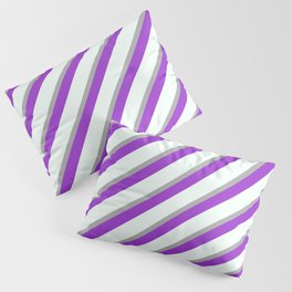[ Thumbnail: Dark Gray, Dark Orchid, and Mint Cream Colored Lined/Striped Pattern Pillow Sham ]