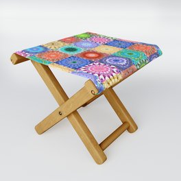 Colorful Patchwork Art - Mandala Medley Folding Stool