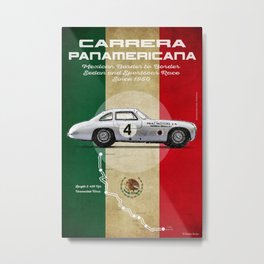 Panamericana Vintage 300SL Metal Print | Graphicdesign, Lemans, Targaflorio, Formulaone, Raceway, Driver, Spafrancorchamps, Speed, Silverstone, Monza 