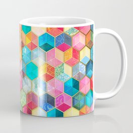 Crystal Bohemian Honeycomb Cubes - colorful hexagon pattern Mug