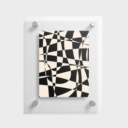 Deconstructed Harlequin Midcentury Modern Abstract Pattern Black and Almond Cream Floating Acrylic Print