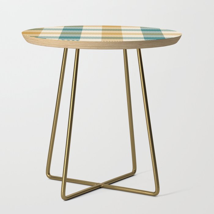 Autumn Check Plaid Ocre Green Side Table