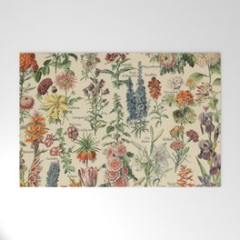 French Vintage Flowers Chart Adolphe Millot Fleurs Larousse Pour Tous Poster  Welcome Mat
