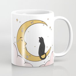 Black Cat on the Moon Coffee Mug