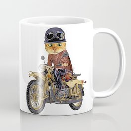Cat riding motorcycle Mug