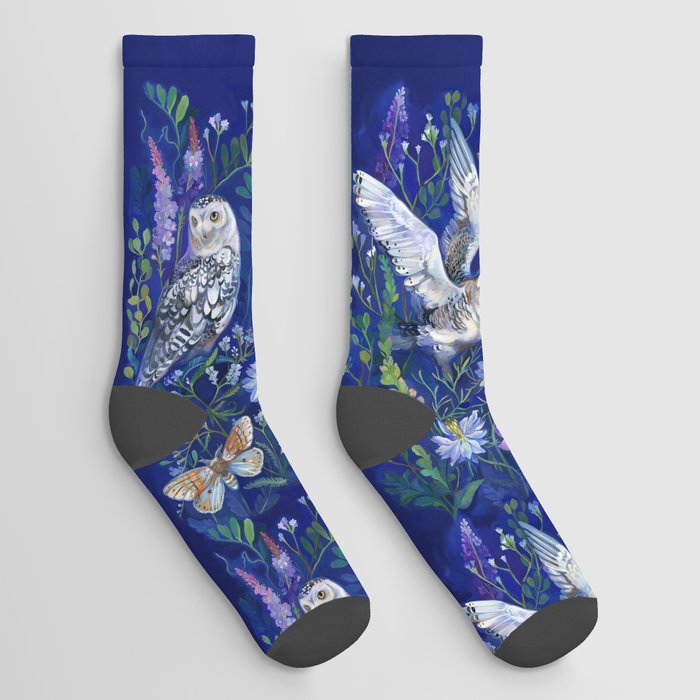 Flower Garden Owls Socks