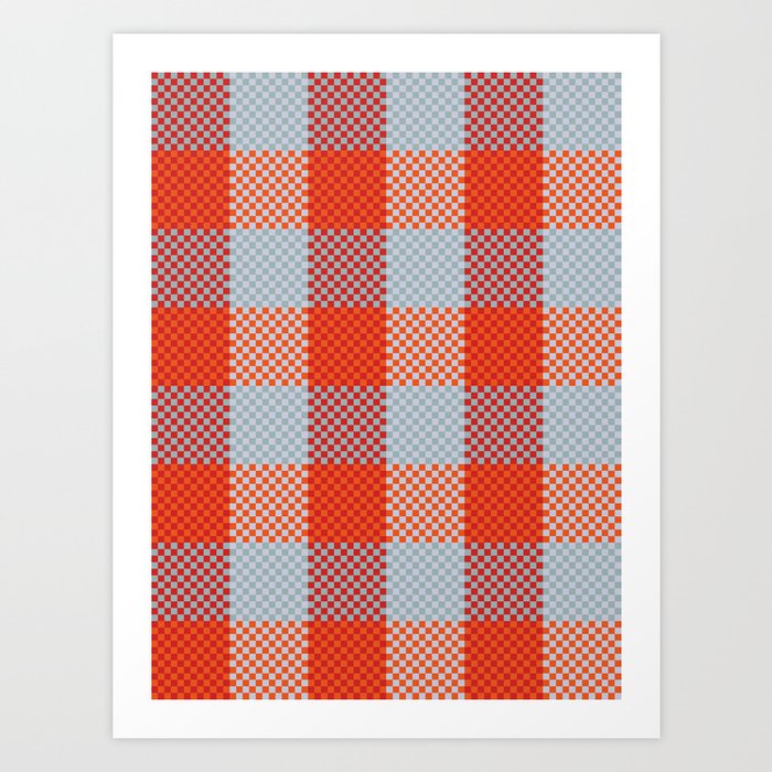 Pixel Plaid - Autumn Bark Art Print