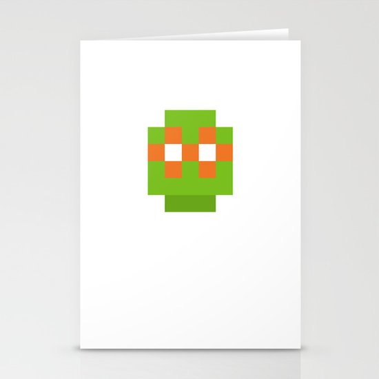 hero pixel green orange Stationery Cards