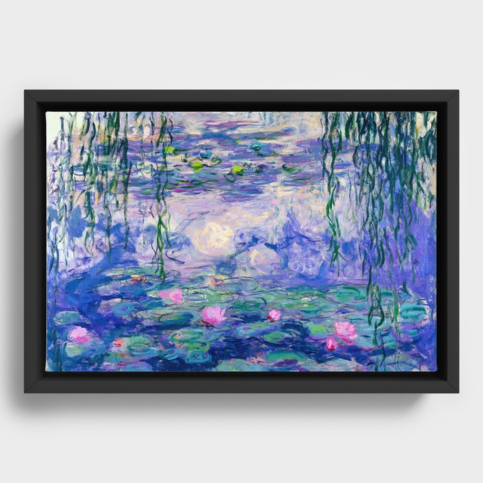 Blue Water Lilies  Framed Canvas