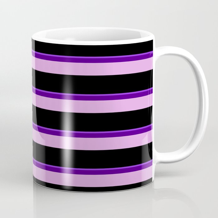 Purple, Indigo, Plum, and Black Colored Lined Pattern Coffee Mug