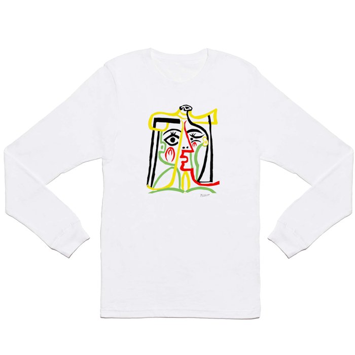 Pablo Picasso, Jacqueline with Straw Hat 1962, Artwork for Posters Prints Tshirts Women Men Kids Long Sleeve T Shirt