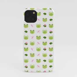 Frogs, Dragonflies and Lilypads on White iPhone Case