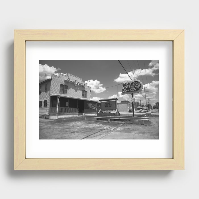 Route 66 - Luna Cafe 2012 BW Recessed Framed Print