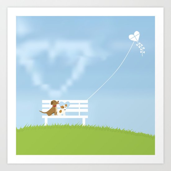 Dogs In Love Art Print