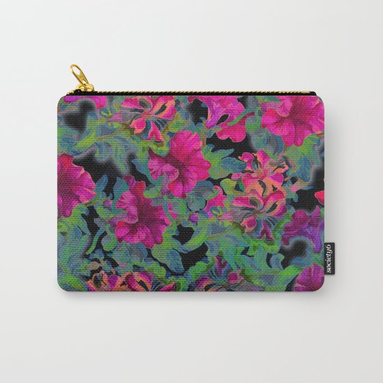 vivid pink petunia on black background Carry-All Pouch