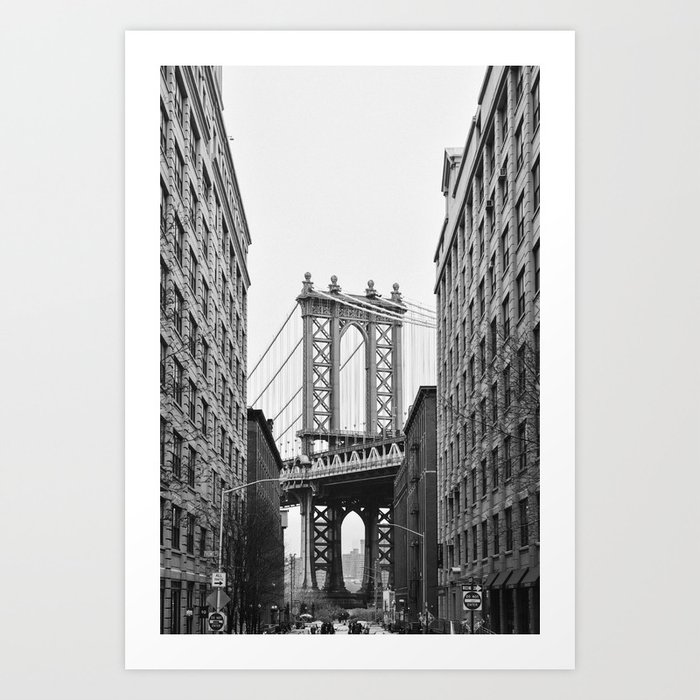 Brooklyn Bridge in New York, USA | Photography print | abstract travel art | Tipical NY building architecture photo Art Print Art Print