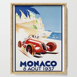 Vintage Monaco Grand Prix 1937 Poster Serving Tray