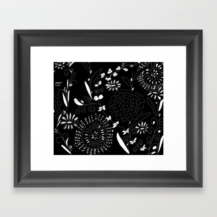 black toile by cocoblue Framed Art Print