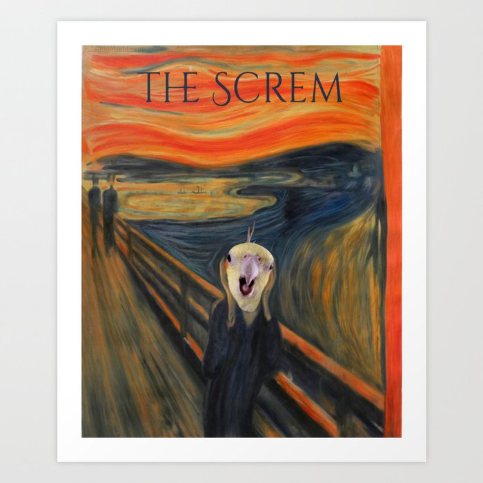 The Screm - cockatiel Munch Art Print