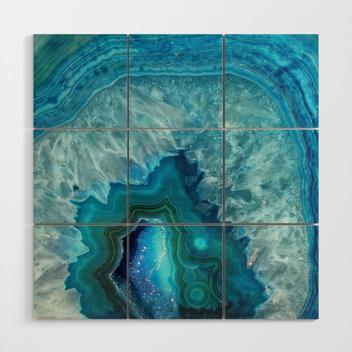 Turquoise Blue Agate Wood Wall Art