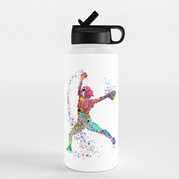 Girl Gymnastics Tumbling Watercolor Water Bottle by LotusArt