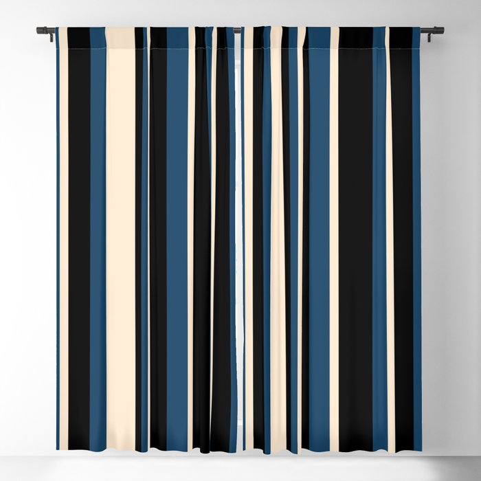 Elegant Stripes Chaotic Stripes Black Blue Beige Blackout Curtain