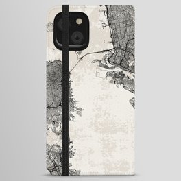 Oakland USA - City Map - Black and White iPhone Wallet Case
