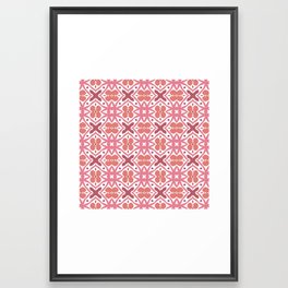 Seamless tile pattern pink leaves Framed Art Print