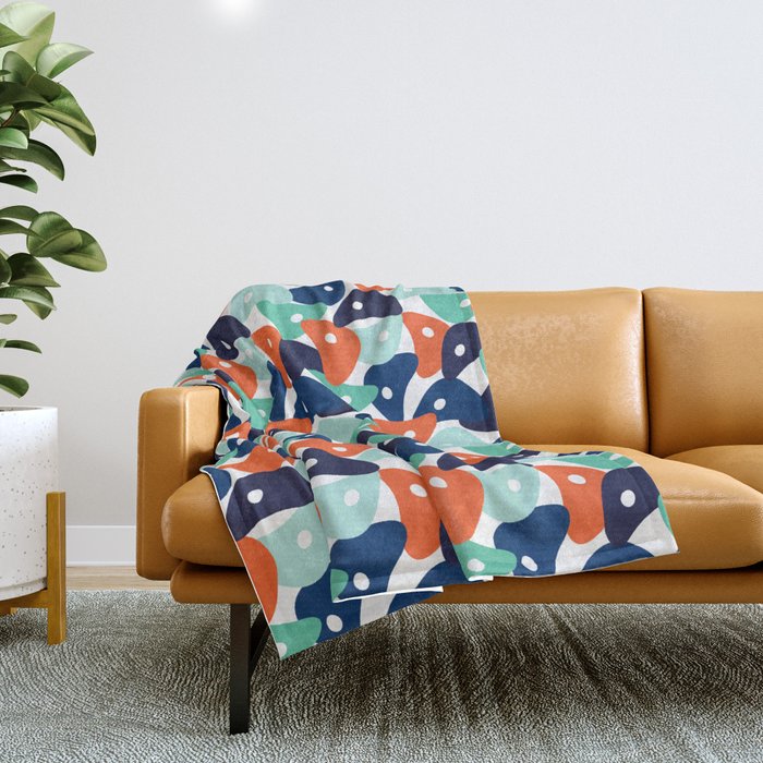 Rolly Polly Fish Heads Blue Throw Blanket by Holly Helgeson | Society6