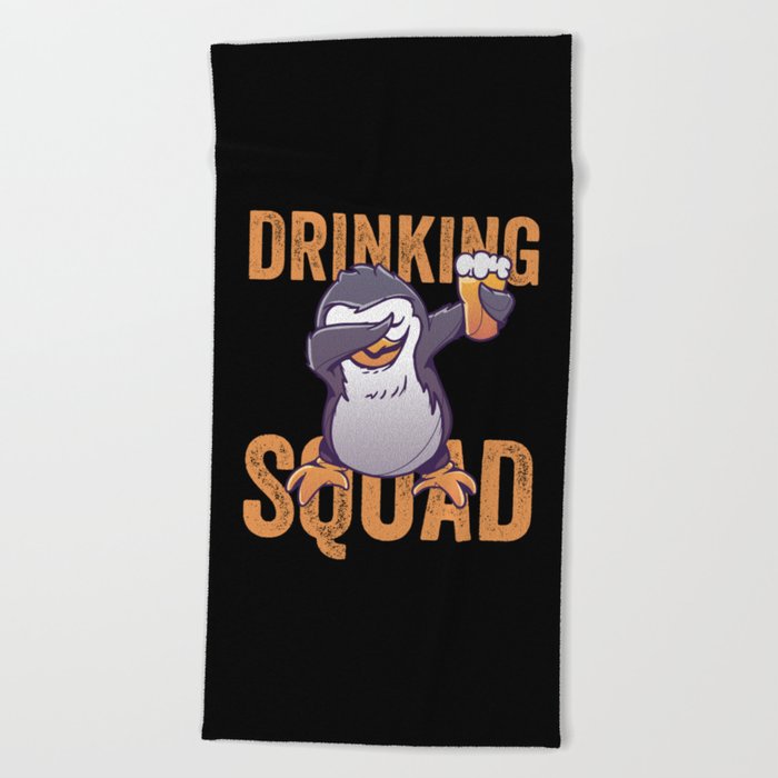 Dabbing Penguin Drinking Squad Beach Towel
