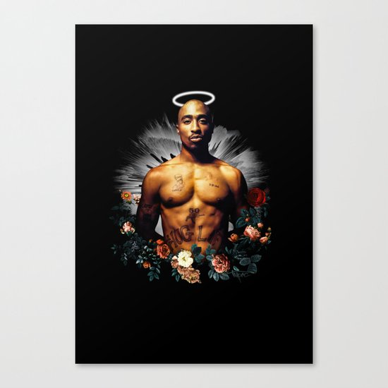 Floral and Tupac Canvas Print