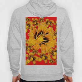 ABSTRACT DAYLILY FLOWERS RED ART Hoody