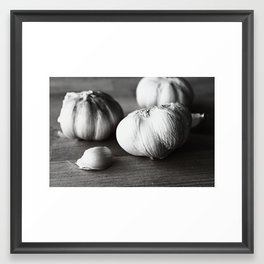 Garlic Black and White Food Photography Framed Art Print